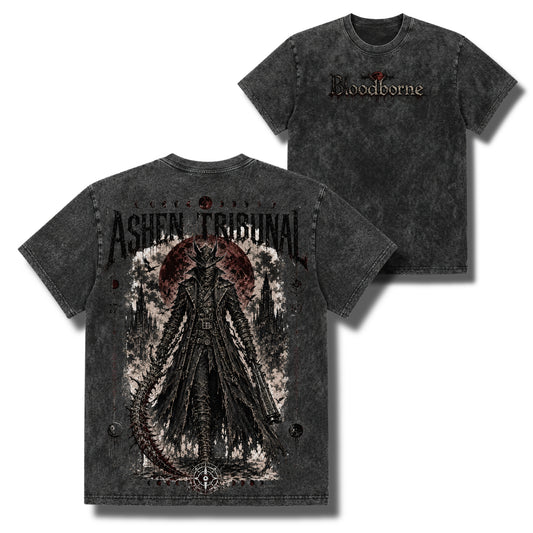 Crimson Hunt: Bloodborne Hunter Oversized Black Washed T-Shirt