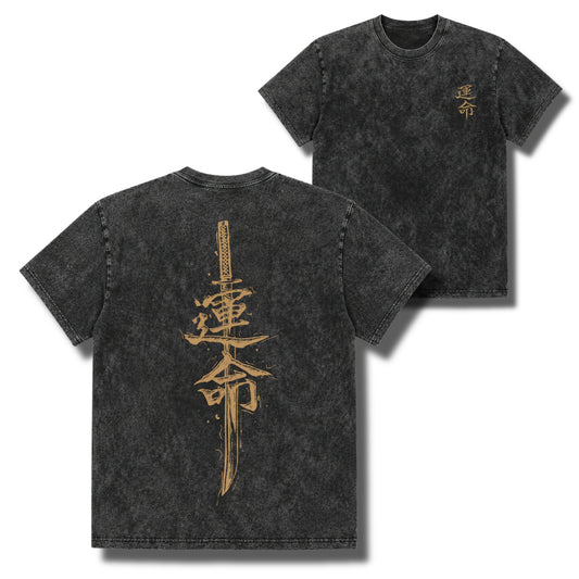 Silent Destiny Katana Oversized Black Washed T-Shirt
